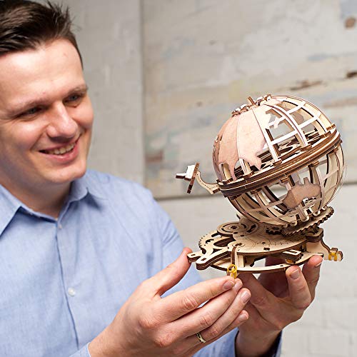 UGEARS Globe - Wooden Educational Puzzle Idea Self Assembling Mechanical 3D Model DIY Brain Teaser UGEARS