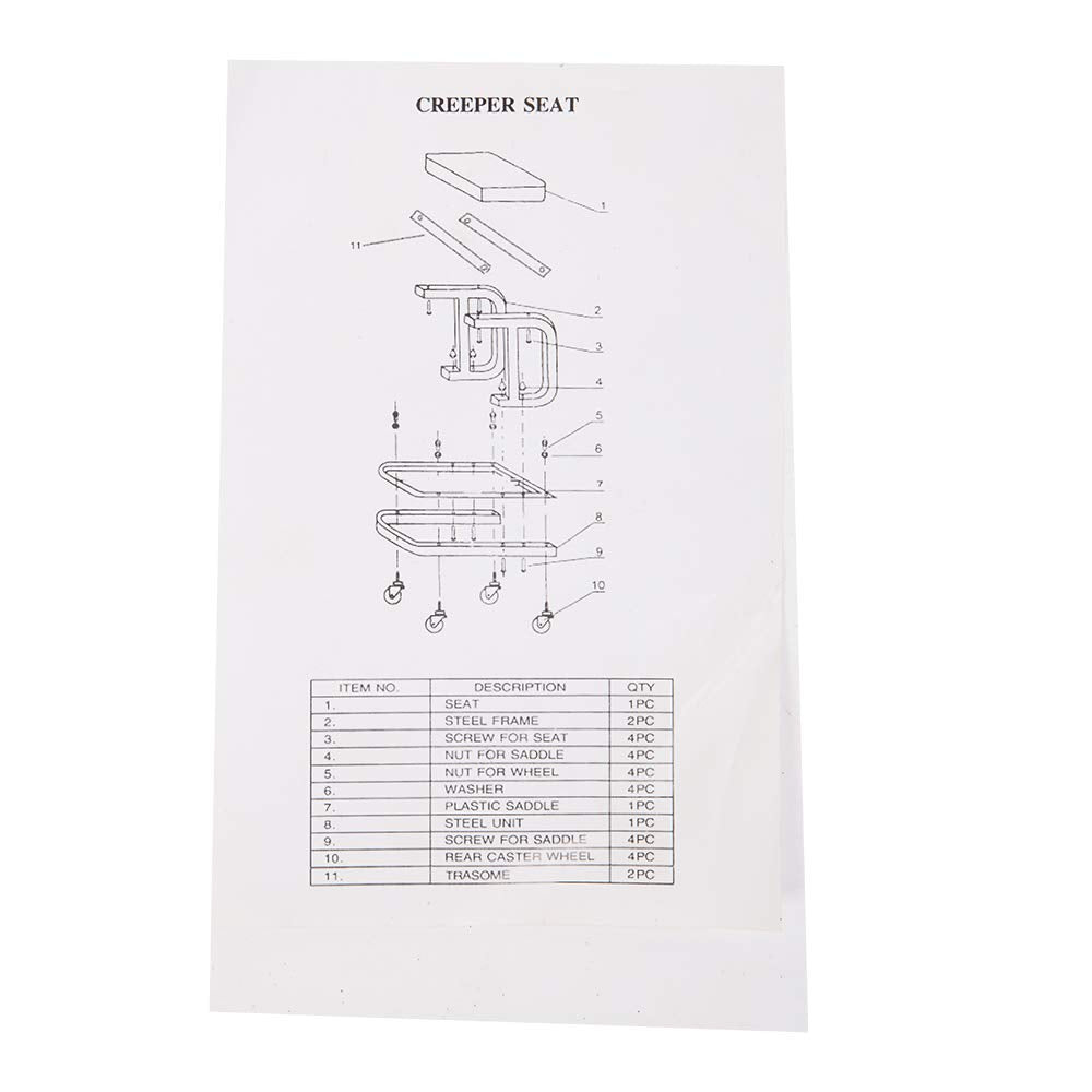 Parts-Diyer Shop Garage Rolling Stool Mechanic Roller Seat Chair, Rectangular Shape Auto Accessory, Red Parts-Diyer