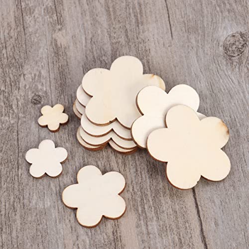 Sewroro 100pcs Flower Wood Cutouts Unfinished Wood Plum Slices Flower Wooden Wood Flower Slices Cut Wooden Plum Nativity Ornaments DIY Gifts in Bulk Sewroro