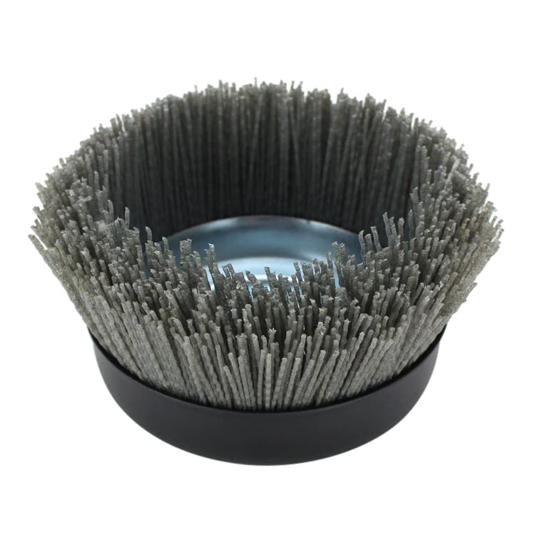 BHA 6" Abrasive Filament Nylon Bristle Cup Brush, 5/8"-11 Thread Arbor - Gray (80 Grit) BHA