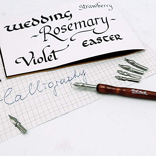 MONT MARTE Signature Calligraphy Dip Pen Set, 9 Nibs, Includes Wooden Dip Pen Handle, Interchangeable Nibs, Suitable for All Calligraphic Writing MONT MARTE