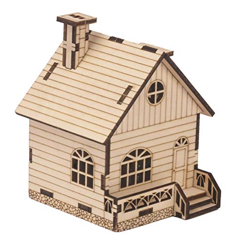 PartyKindom 1 Set DIY Music Box Wood House Figurines Christmas Village Scene Kids DIY Materials Unfinished Wood Xmas House Wooden Toys Educational PartyKindom