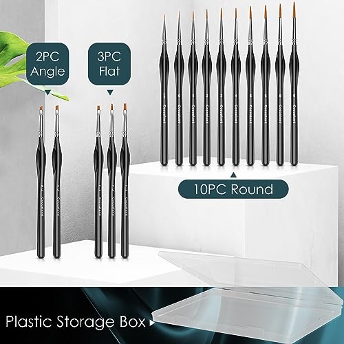 Miniature Paint Brushes,15Pcs Small Fine Tip Paintbrushes, Micro Detail Paint Brush Set, Triangular Grip Handles Art Brushes Perfect for Acrylic, Cocoaland