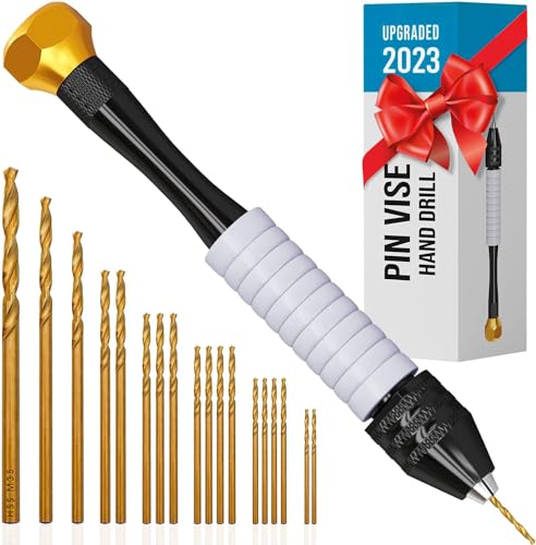 Pin Vise Small Hand Drill for Jewelry Making - Craft911 Manual Craft Drill Sharp HSS Micro Mini Twist Drill Bits Set for Resin, Rotary Tools for Craft911