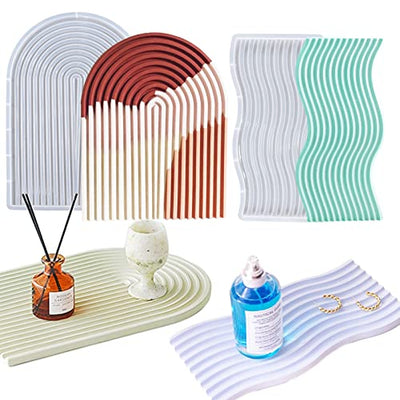 2 Set Tray Silicone Resin Mold Wave Shaped Epoxy Silicone Casting Molds for Cup Fruit Candy Vase Storage Holder Articles Ornaments,3D DIY Making Home