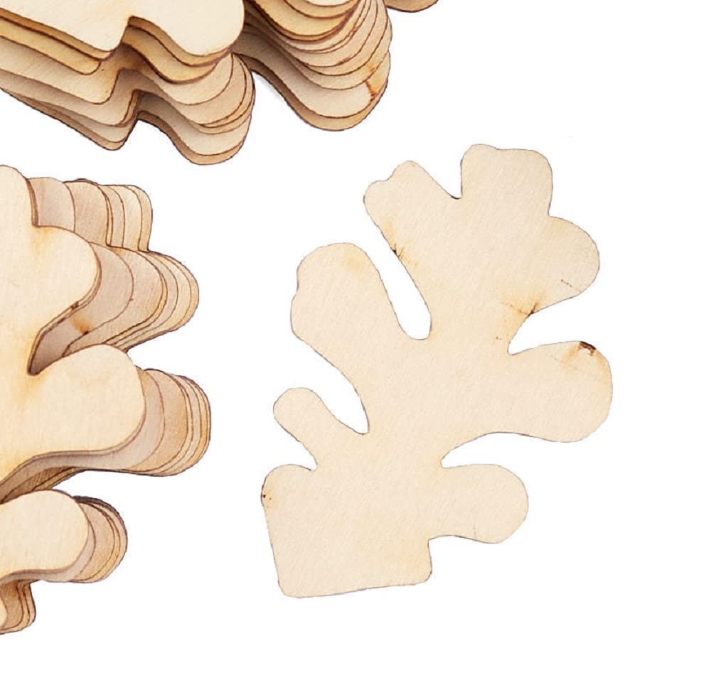 Factory Direct Craft Pack of 24 Unfinished Wood Oak Leaf Cutouts - Blank Wooden Leaves Shapes for Crafts and DIY Fall Projects - Made in USA (Size: 3 Factory Direct Craft