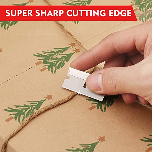 WORKPRO 100-Pack Single Razor Edge Blades, Industrial Scraper Razor Blades, High Carbon Steel One Edge Razor Blades WORKPRO