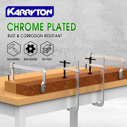 KARRYTON 4-Pack Heavy Duty 12"(300x120mm) F-Clamp w/ 4-3/4" Throat Depth, Bar Size 1"x15/32", 1400LB Clamping Force, Drop Forged Steel Bar Clamps for KARRYTON