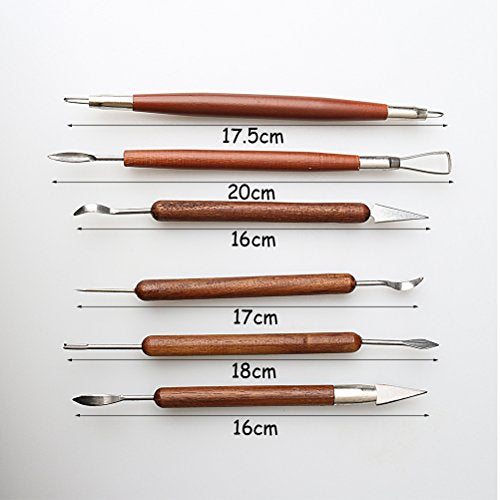 Fashion Road 6Pcs Clay Sculpting Tools, Clay Tools Pottery Tools Wooden Handle Double-Sided Set for Pottery Ceramics Sculpting FASHIONROAD
