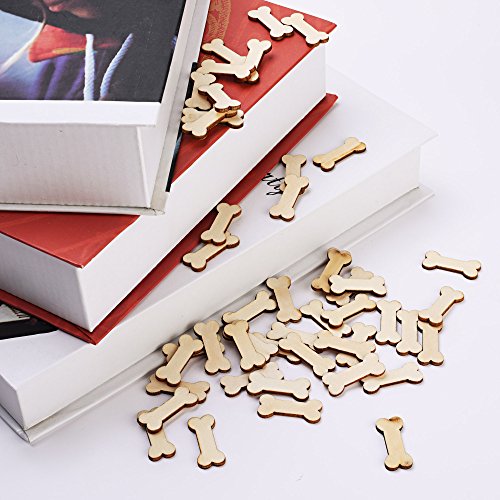Cosmos Pack of 100 Unfinished Wood Dog Bone Cutouts Wood Craft for DIY Project Decoration and Painting Cosmos
