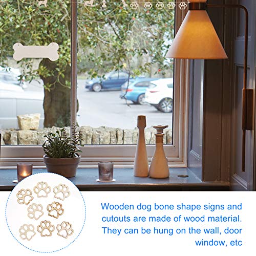 ARTIBETTER Dog Bone Wood Sign Blank Wooden Plaque Unfinished Wood DIY Crafts Hanging Sign for Puppy Pet House Door Wall Decoration 20pcs ARTIBETTER