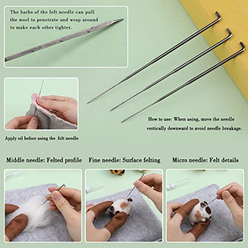Needle Felting Kit,12 Pieces Doll Making Wool Needle Felting Starter Kit with Instruction,Felting Foam Mat and DIY Needle Felting Supply for DIY Mayboos