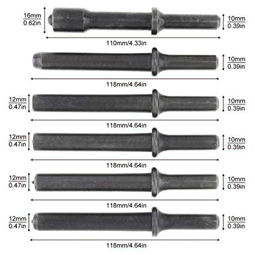 7 Pcs Air Hammer Rivet Bit Set, Dele 0.401 Shank Smoothing Pneumatic Air Rivet Hammer Tools Kit With Spring dele