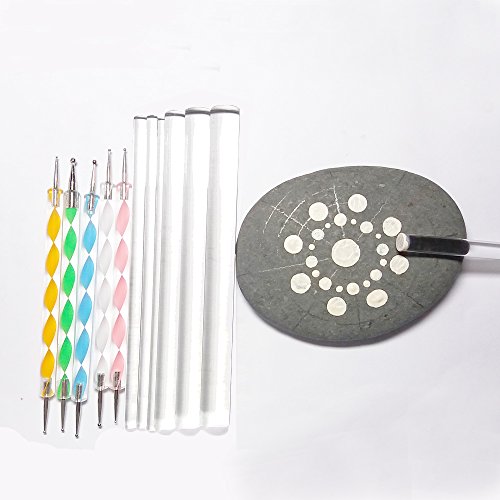 Mandala Rock Painting Pen Dot Dotting Tools Stencil Brush Set 12 PCS Flat Head 4mm 5mm 6mm 8mm 10mm 12mm 14mm Diameter 5 Stylus (set1) alt2day