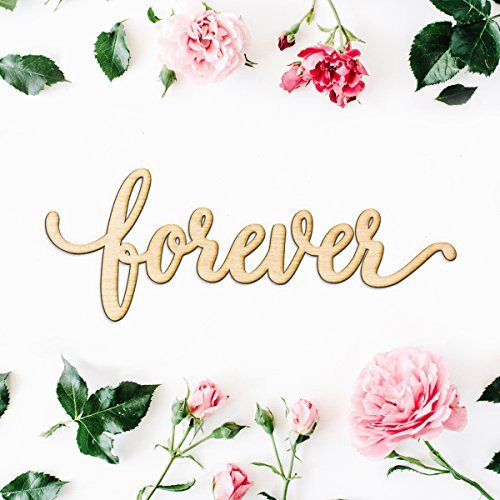 Woodums Forever Script Word Wood Sign Home Décor Wall Art for Gallery Wall - Unfinished 12" Wide x 5" Tall Woodums