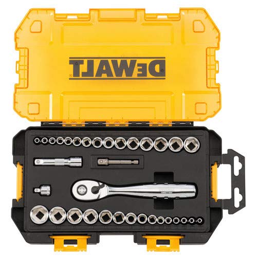 DEWALT Socket Set, 1/4-Inch & 3/8-Inch Drive, SAE/Metric, 34-Piece (DWMT73804) DEWALT