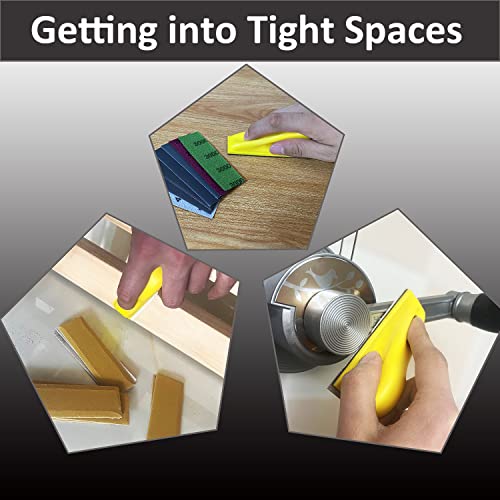 AutKerige Micro Detail Sander with 70PCS Sandpaper-Grit 400 600 800 1000 1500 2000 3000, 3.5”x 1” Mini Sander Kit with Hook and Loop Sanding Strips AutKerige