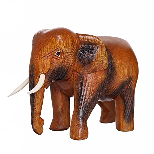DUONGJAIS BRAND Good Luck Wooden Hand Carved Wooden Animals Statue, Sculpture Art Decorative Rustic Home Decor Accent Handmade Handcrafted DUONGJAIS BRAND