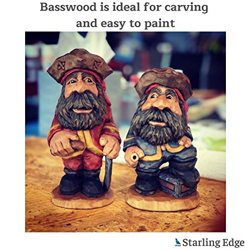 Basswood Blocks for Carving (8 Pieces - 1 1/4" x 1 1/4" x 5") - Wood Carving Kit with Unfinished Whittling Wood Blank Blocks STARLING EDGE