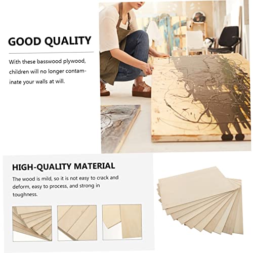 KALLORY 10pcs Board Wood Panels for Crafts Unfinished Wood Plaques Decorative Plywood Plywood Unpainted Wood Ornament Thin Wood Hand Decor Pyrograph KALLORY
