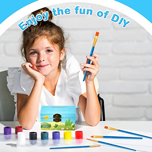 Unfinished Wood Treasure Chest Box Savings 4.72 x 3 x 3.23 Inch Treasure Chest Box Unpainted DIY with Paint Brushes and Craft Gems Self Adhesive Chapou