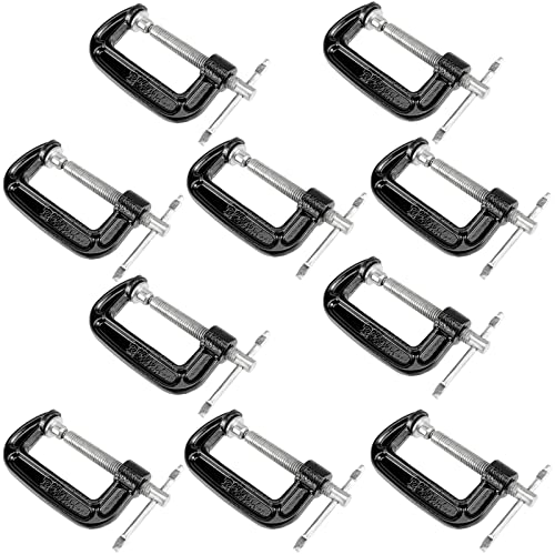 MUKCHAP 10 PCS 2 Inch C-clamp, Small C Clamps, Mini G Clamps for Woodworking or Metal Workpiece, Black MUKCHAP