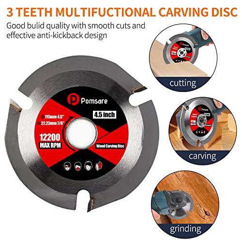 Pomsare Upgraded Wood Carving Disc Grinding Wheel, Angle Grinder Attchments Wood Shaping Disc Cutting Wheel, Grinder Wood Carving Tools for Angle Pomsare