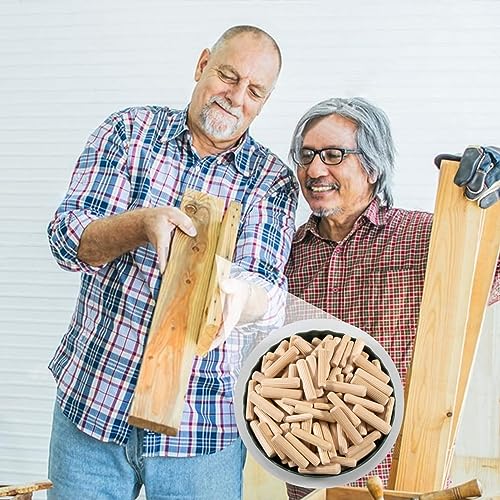 Sukh 300Pcs Wooden Dowel Pins - Wooden Dowels Fluted Wood Dowel Pins with 1/4,5/16 and 3/8-inch for Joining in Furniture, Cabinets and Other Sukh