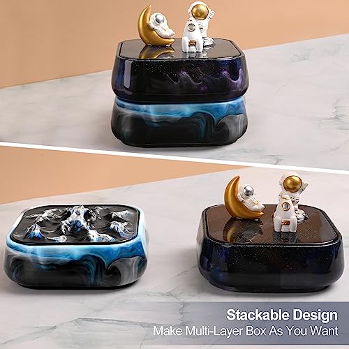 Moukiween Stackable Resin Jar Mold with Lid,Jar Container Resin Mold for Epoxy Casting,Large Jar Silicone Mold for Storage Jewelry Trinket Candy DIY Moukiween