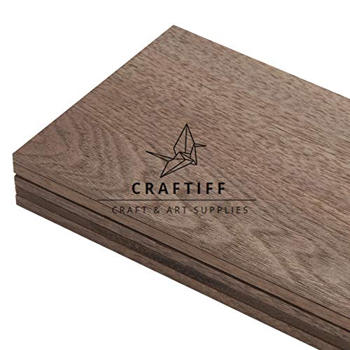 Walnut Wood Sheets Thin Lumber, Black Dark Unfinished Board for Crafts - Pack of 5 by Craftiff Craftiff