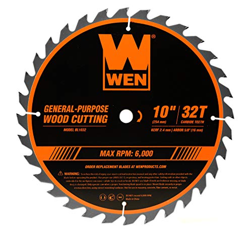 WEN BL1032-2 10-Inch 32-Tooth and 60-Tooth Carbide-Tipped Professional Woodworking Saw Blade Set, Two Pack WEN