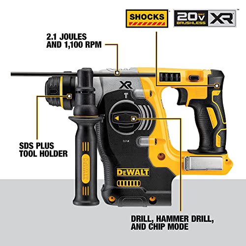 DEWALT 20V MAX SDS Rotary Hammer Drill, Cordless, 3 Application Modes, Bare Tool Only (DCH273B) DEWALT