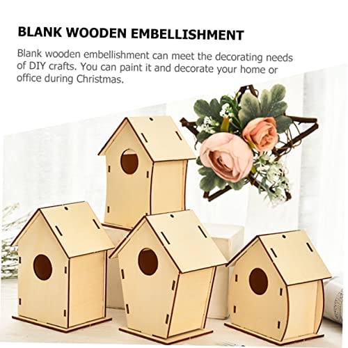 COHEALI 12 pcs Christmas Wooden House Unfinished Wooden House Wooden Hanging House birdhouses for Outdoors Birdhouse kit Christmas Village House COHEALI