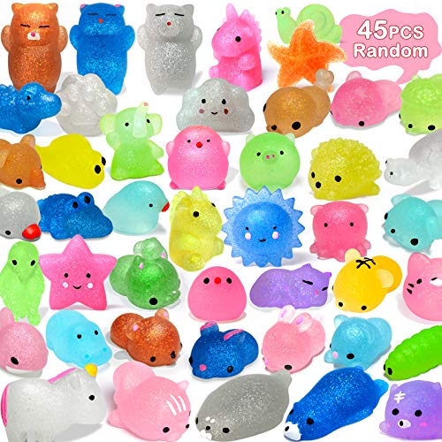 OCATO 45Pcs Mochi Squishys Toys Mini Squishies 2nd Generation Glitter Animal Squishies Party Favors for Kids Adults Stress Relief Toy Treasure Box OCATO