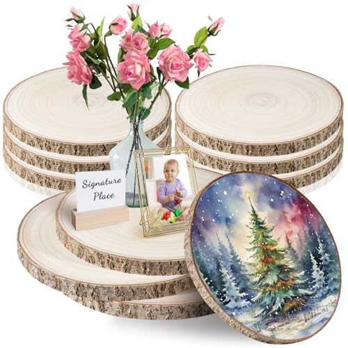 Dakcew Wood Slices 10Pcs Wood Rounds 8-9 Inches,Wood Slices for Centerpieces,Wood Cookies,Wood Centerpieces for Tables Wood Slices for DAKCEW