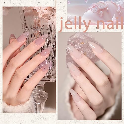 SHOYUM Jelly Pink Gel Nail Polish Set of 10 Colors Nude Gel Polish Kit UV LED Soak Off Nail Polish Gel Home DIY Manicure Nail Art Salon Varnish SHOYUM