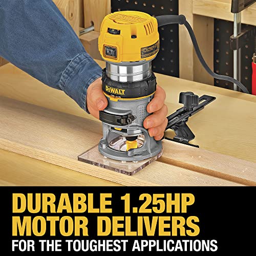 DEWALT Router, Fixed Base, 1-1/4 HP, 11-Amp, Variable Speed Trigger, Corded (DWP611),Yellow DEWALT