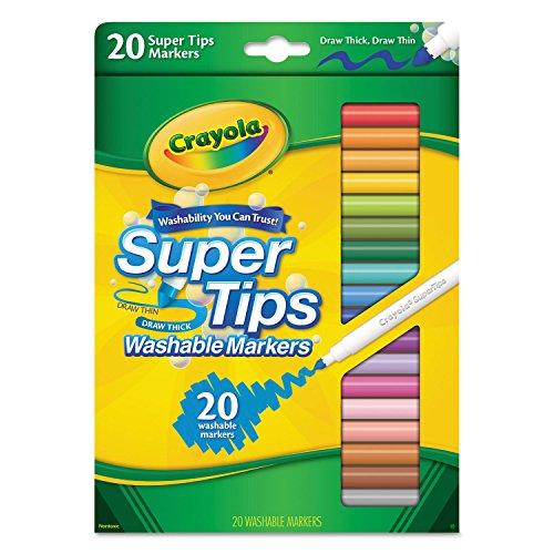 Crayola 588106 Washable Super Tips Markers, Assorted, 20/Set Crayola
