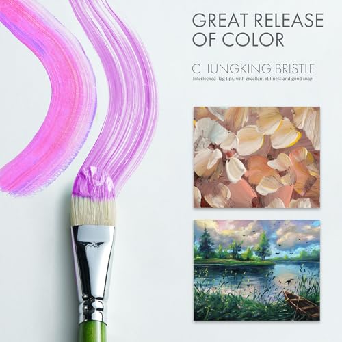 ARTIFY Oil Paint Brushes Set, Acrylic Paint Brushes with Long and Heavy Handle, 15 Pcs Professional Natural Chungking Bristle Paintbrush Set, for Oil ARTIFY art supplies