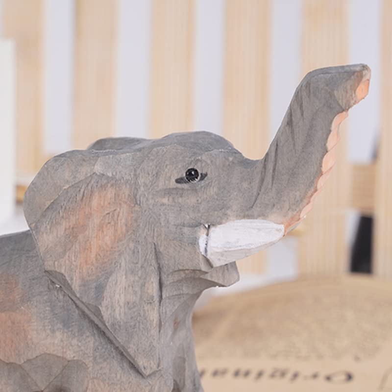 Hand Carved Elephant Ornament Hand-Painted Wooden Elephant Hand Carved Wooden Elephant Figurines Statue Gifts for Men Women Kids zhqinger