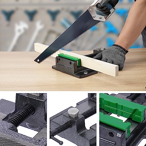 Drill Press Vise,4" Heavy Duty Bench Vise, Bench Clamp Vise,Drill Press Vice with Multi-Groove Vice Jaw Pads and Quick Adjustment Button ZTUKOMN