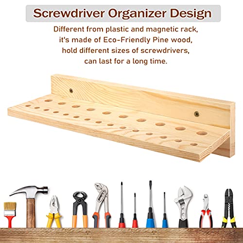 3 Pack Tool Organizers and Storage, Wooden Screwdriver Organizer Wall Mount, Pliers Rack Hammer Screwdriver Holder Tool Rack for Garage Shed Workshop stepstall