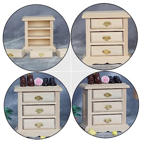 ibasenice 1pc Bedside Table Model Mini End Table Dollhouse Bedroom Unfinished Nightstand Dollhouse Dressing Table Miniature Furniture Wood Night ibasenice