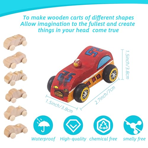 JMIATRY 24 Packs Wooden Cars to Paint Unfinished Wooden Cars for Craft Cars DIY Wood Toy Car for Handcraft Projects Family Time JMIATRY