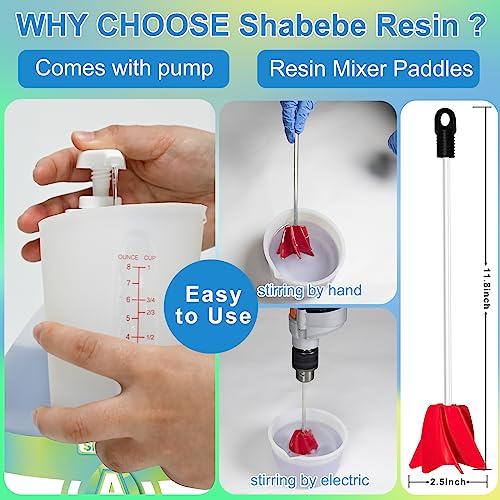 Epoxy Resin, 2 Gallon Super Gloss Epoxy Resin Kit, Self Leveling No Bubble Easy Mix 1:1 Casting & Coating Resin and Hardener Kit for Jewelry Casting, Shabebe
