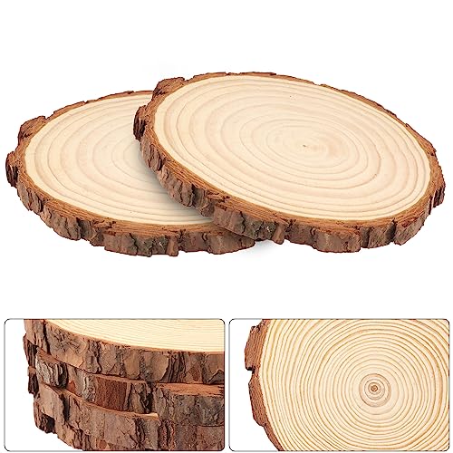 70 PCS 4-4.7 Inch Natural Wood Slices, Unfinished Pine Wood Circles with Barks for Coasters, DIY Crafts, Christmas Rustic Wedding Ornaments and GNIEMCKIN