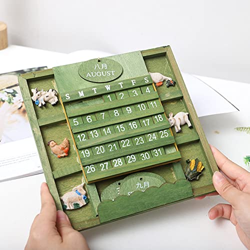 Retro Wood Calendar Removable Blocks Perpetual Wall Calendar DIY Calendar Unique Retro Wall Mounted Calendar DIY Annual Plan Calendar Reusable ikasus