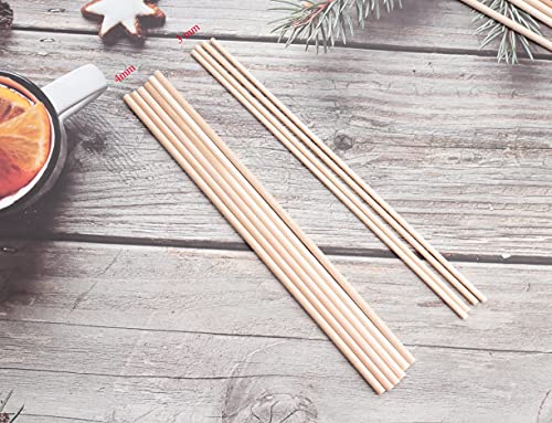 Ruwado 60 Pcs 8 Inch Wooden Dowel Rods Natural Unfinished Wood Hardwood Sticks for Crafting Project DIY Home Decoration Photo Painting Props Cake Ruwado