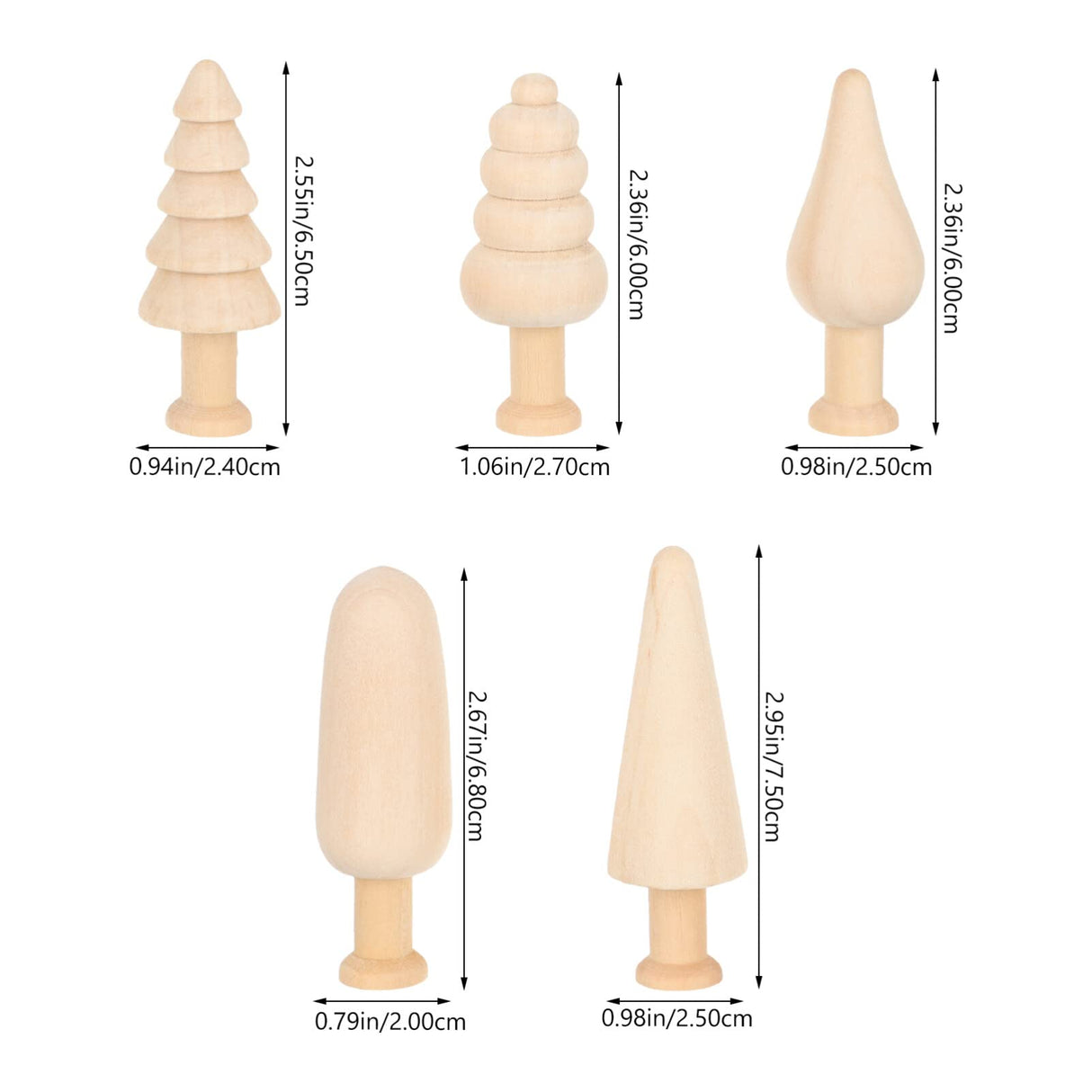 Wooden Trees Unfinished Wooden Figurines 10pcs Mini Wooden Christmas Tree Unpainted Blank Figurines Wood Miniature Trees Peg People for Christmas TEHAUX