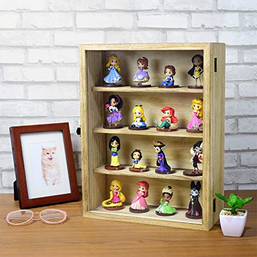 Ikee Design Wall Mounted Collectible Display Shelves Case Shadow Box with a Lock and Key and Tempered Glass Top for Displaying Your Valuable and Ikee Design